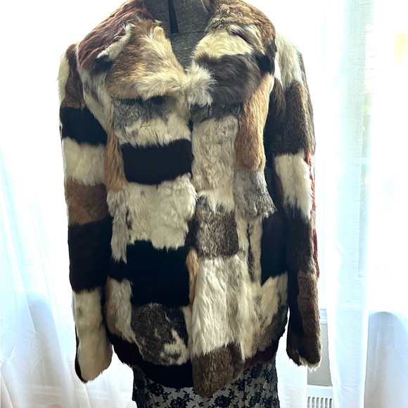 Vintage 1970 Patchwork French Rabbit Fur Jacket Coat SZ 13 14 K&H Furmoste - Picture 4 of 16
